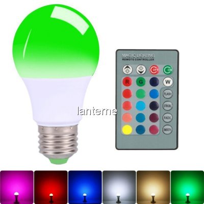 Bec LED 5W E27 RGB si Alb Lampa de Veghe Dimabila cu Telecomanda