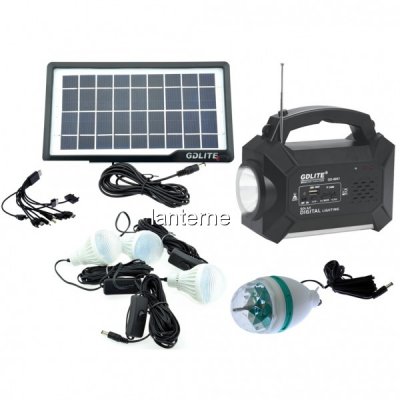 Kit Incarcator Urgente cu Panou Solar Lanterna Radio FM USB MP3 GD8051