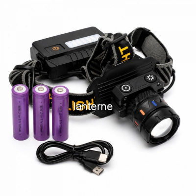 Lanterna Frontala LED cu Senzor si Afisaj Digital 3 Acumulatori 18650 USB-C 19B020 XXM