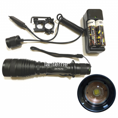 Lanterna LED 1Faza Zoom Suport Arma Vanatoare 2x18650 ZSHP55P50