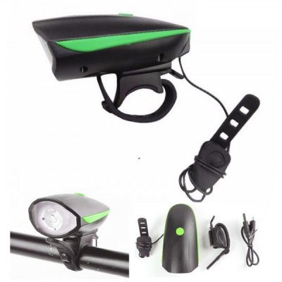 Lanterna LED 1W Far Bicicleta cu Sonerie si Incarcare USB FY058