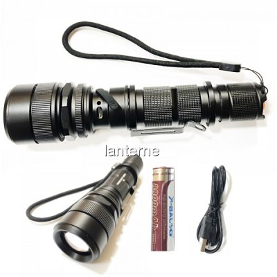 Lanterna LED 5W cu Zoom, Acumulator 18650 Incarcare USB BL603L2