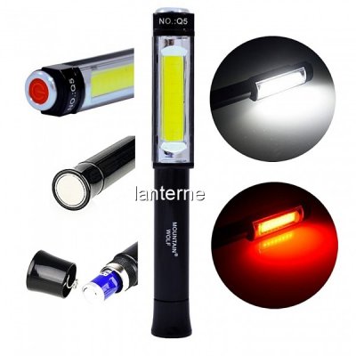Mini Lanterna COB LED 3W Alb Rosu Lampa Lucru Magnet Wolf Q5 19C014 XXM