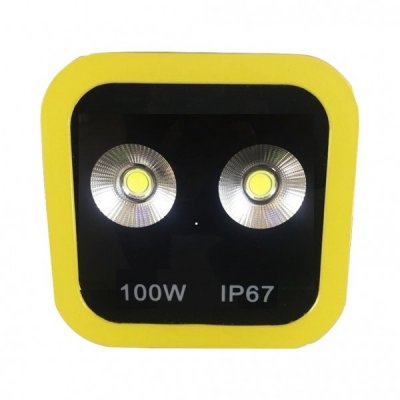 Proiector LED 100W Alb Rece 220V 2x50W Rama Galbena