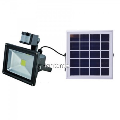 Proiector LED 20W Alb Rece cu Panou Solar si Senzor de Miscare