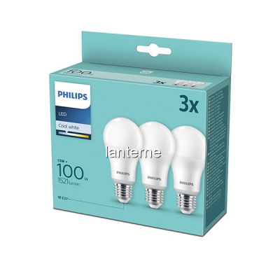Set 3 Becuri cu LED Philips A67 13W 100W E27 CW 4000K 1521LM MNR9836