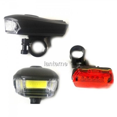 Set Lanterna COB LED 5W si Stop Rosu Semnalizare Bicicleta BL508