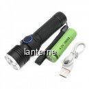 Mini Lanterna Metalica LED 3W cu Zoom 2800WT6 S18 Incarcare USB