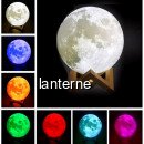 Moon Lamp 3D 15cm Lampa Luna LED Multicolor Sup. Lemn USB