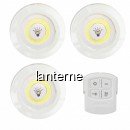 Set 3 Lampi COB LED 3W pe Baterii, cu Telecomanda